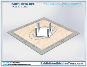EDT6_BP4 6" wide Box Base Plate. Aluminum box truss