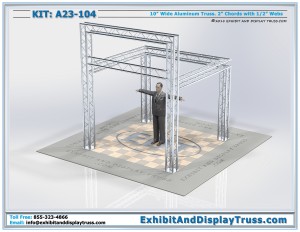 Display Exhibit_A23_104. 10' x 10' booth size. 10" wide box truss.