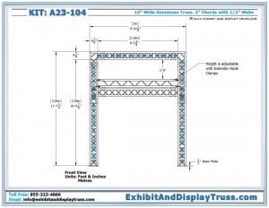 Top View for Kit_A23-104. 10' x 10' booth size. 10" wide aluminum box truss.