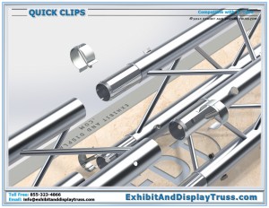 Quick Clips: Optional Accessory for a Portable Exhibit Booth. Allows for tool free assembly.