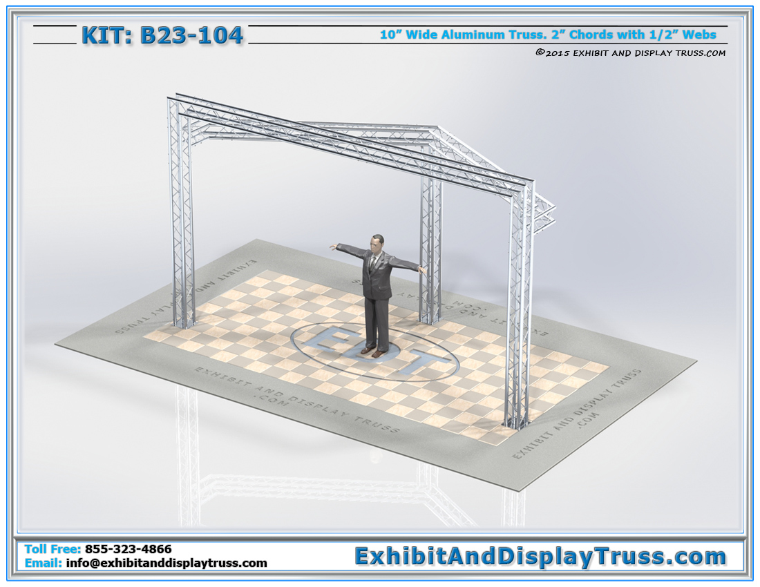 Kit: B23-104 / Portable Aluminum Truss Trade Show Kit for Monitors, Banners, Signage