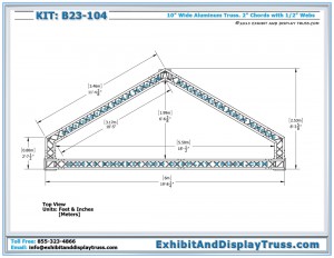 Top view of Exhibit Display Kit B23_104. 10' x 20' perimeter size. 4 Chord aluminum box truss.