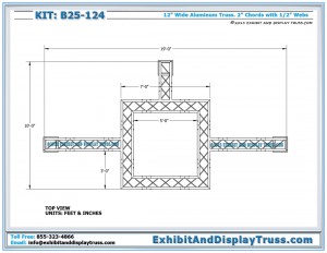 Top View of Exhibit Display Kit: B25-124. 10' x 20' perimeter booth. 4 Chord aluminum box truss.