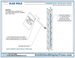 Instructions for Flag Pole. Compatible with 1" Chords and 2" Chords. Extender Hook Clamp for angles and desired Height