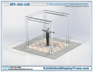 Aluminum Truss System A21_123. 10'x10 Trade Show Booth. Made with 12" wide aluminum Triangle Truss.