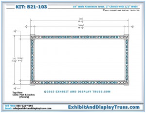 Top View dimensions for Auto Show Display Truss B21_103. 10x20 Trade Show Booth. Made with 3 Chord Triangle Truss.