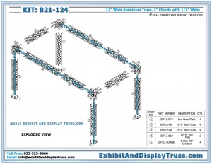 Parts List for Aluminum Truss Systems B21_124. 10x20 Trade Show Booths. Made with 4 Chord Box Truss.