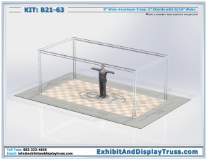 Trade Show Merchandise Display. 10'x20' portable exhibits. Made with 6" wide aluminum Mini Truss.