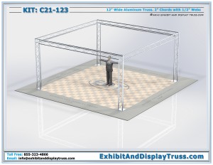 Modular Exhibit Truss System C21_123. 20x20 Trade Show Perimeter Booth. 12" wide Triangular Truss.