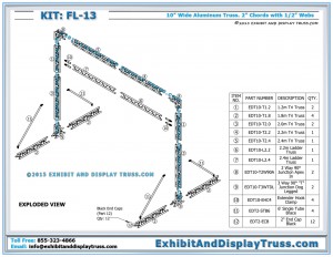 Parts List for Truss Start Line FL_13. Marathon and Triathlon Aluminum Truss Finish Line. 10" wide Triangular Truss.