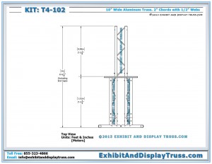 Front View dimensions for Portable Truss LCD TV Stands and Mount for Trade Shows. T4_102. Ladder Flat Truss.