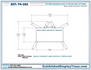 Top View dimensions for Portable Truss LCD TV Stands and Mount for Trade Shows. T4_102. Ladder Flat Truss.