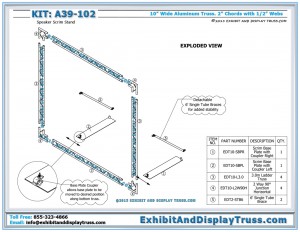 Parts list for A39_102 Portable Stage Scrims and Backdrops. Flat Packing Ladder Truss.