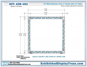 Front View dimensions for A39_102 Portable Stage Scrims and Backdrops. Flat Packing Ladder Truss.