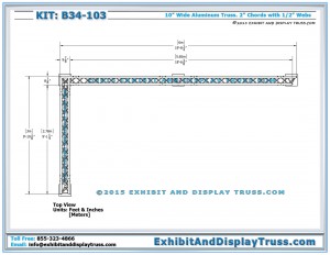 Top View dimensions for L_Shaped Banner Display Rig B34-104. 10x20 Trade Show Display.