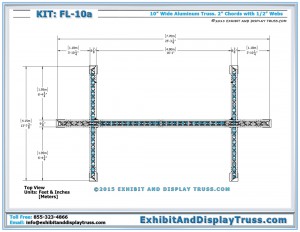 Top View dimensions for Finish Line Starting Line Kit FL_10a. 3 Chord Triangular Truss. Portable Truss Archway