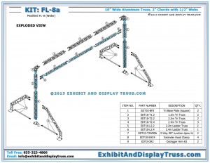 Parts List and Exploded View for FL_8a Finish Line Truss Systems. Wider FL_8. 10" wide Triangular Truss.