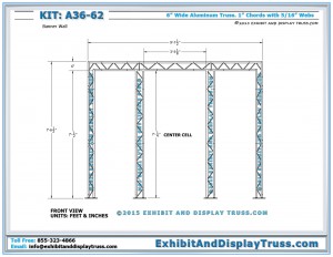 Front Cell Dimensions for Trade Show Booth Back Wall A36_62. 6" Wide Flat Packing Ladder Truss.q