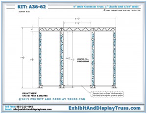 Front Cell Dimensions for Trade Show Booth Back Wall A36_62. 6" Wide Flat Packing Ladder Truss.