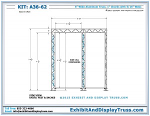 Side Cell Dimensions for Trade Show Booth Back Wall A36_62. 6" Wide Flat Packing Ladder Truss.