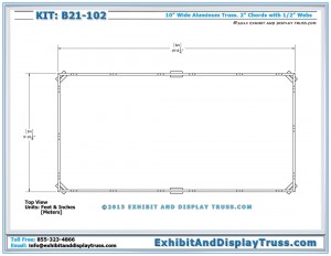 Top View Dimensions for Flat Packing Trade Show Systems B21_102. Made with 10" wide aluminum ladder truss.
