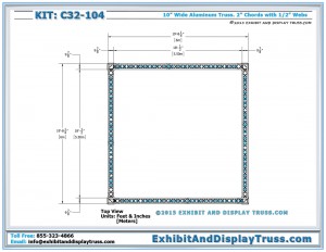 Top View dimensions for Trade Show Promotion Truss Kit C32_104. 20x20 Truss Booth. Made with Box Truss.