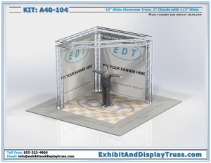 A40_104 Corner Booth for Trade Show Convention Hall. 10'x10' Display. Box Truss.