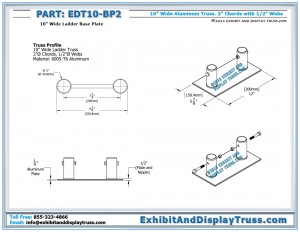 Dimensions for 10" Wide Flat Truss Base Plate. Ladder Truss.