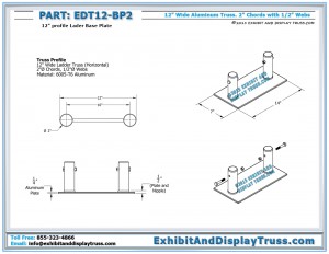 Dimensions for 12" Wide Ladder Base Plate. 2 Chord Truss. Small Structures and Kiosk Design.