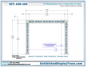 Front View Dimensions for A40-103 Truss Arch System DJ Truss. Standard Arch