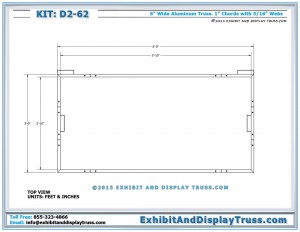 Parts List and Exploded View for D2_62 Tabletop Trade Show Displays. Fits on 6' Center Fold Table.
