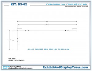 Top View Dimensions for Tabletop Display D3_62. Metal Display Racks for Product Displays. For 6' Wide folding Table.
