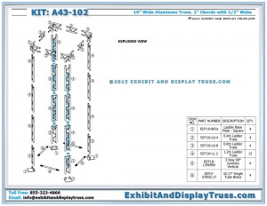 Parts List for A43_102 Truss Tower Display Column. Flat Packs for Easy Transport.