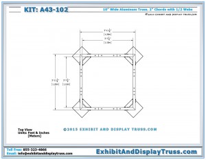 Top View Dimensions for A43_102 Truss Tower Display Column. Flat Packs for Easy Transport.
