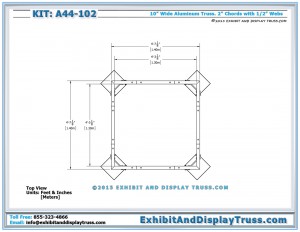 Top View Dimensions for A44_102 Truss Media Column and Media Tower Truss Booth Display.