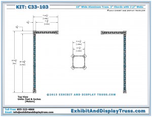 Top View Dimensions for Versatile Trade Show Display C33-103. Large Multi-Configurational Display.