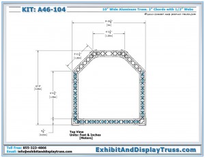 Top View Dimensions for A46-104 Trade Show Truss Booth. 10x10 Truss Booth.
