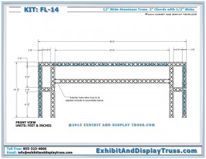 Front View Dimensions for FL_14 Event Starting Line. Finish Line Banner Structure.