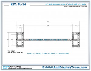 Top View Dimensions for FL_14 Event Starting Line. Finish Line Banner Structure.