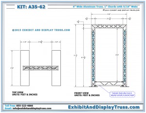 Dimensions for A35_62 Exhibit Banner Stand. Compact Mini Truss.
