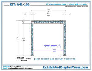 Front View Dimensions for Truss Entranceway Archway Systems A41-103. Compact Truss Arch System.