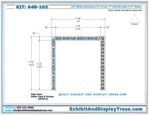 Side View Dimensions for A48-103 L-Booth Corner Trade Show Booth Display. 10'x10' Exhibit Display Kit.