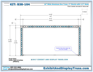 Top View Dimensions for B38-104 Exhibition Truss System. 10'x20' Exhibit Truss Kits. Banner Truss Structure