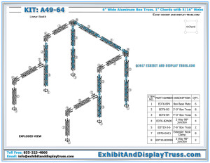 Exploded View and Parts List for Truss Kit A49-64. Linear Booth Trade Show Display.