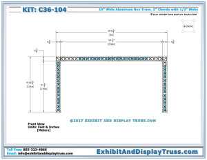 Side View Dimensions for Truss Kit C36-104 Aluminum Lighting Truss. 4 Chord Box Truss. 20'x20'