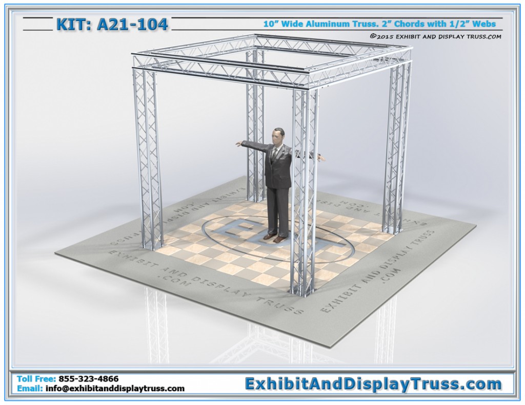 Truss Display Kit: A21-104. 10' x 10' booth size. 10" wide aluminum box truss.