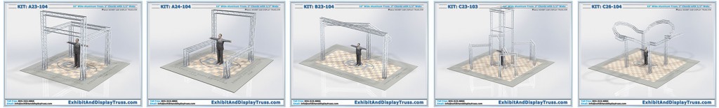 Collection of displays by edt exhibit and display truss and lds light design systems.