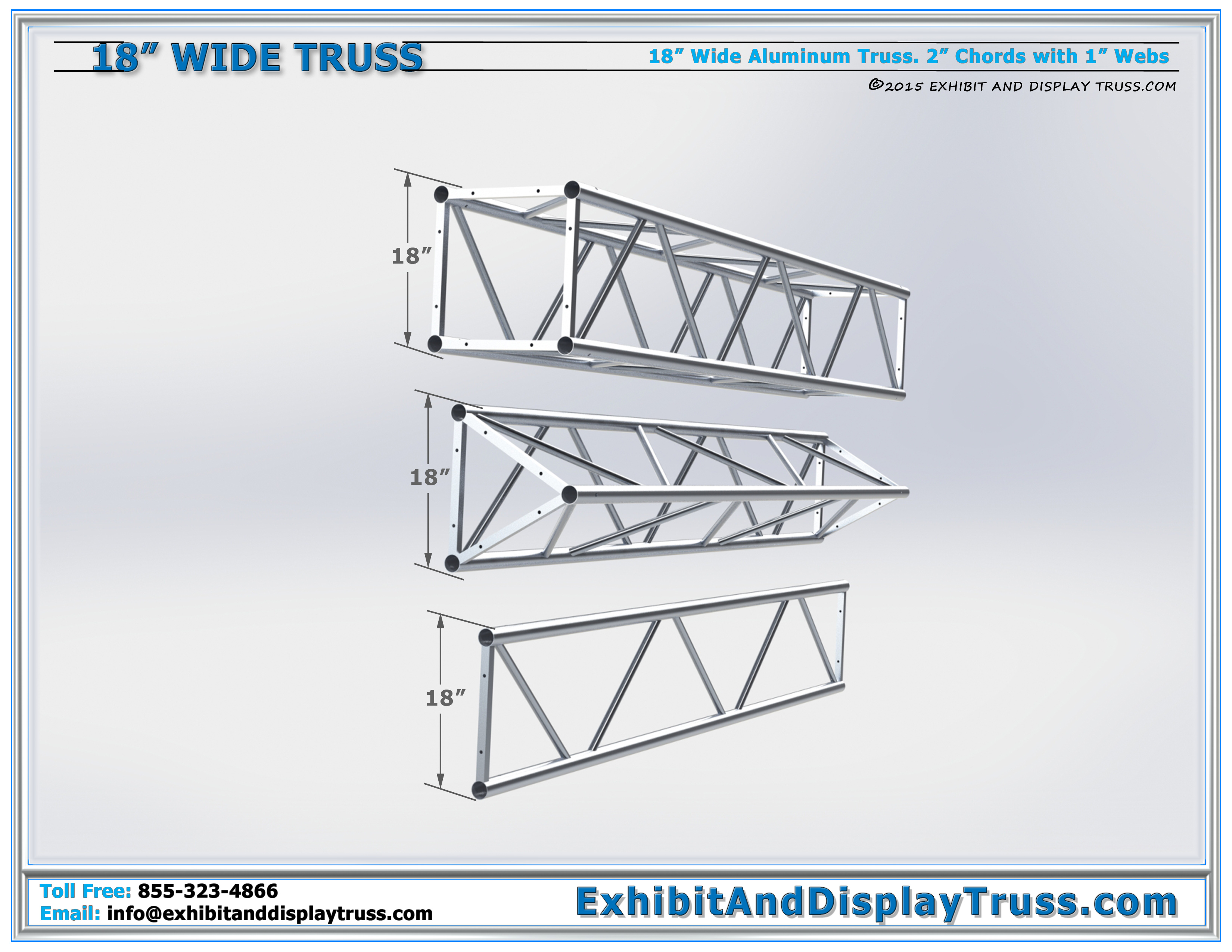 18” Wide Aluminum Truss| Stage Lighting and Rigging Truss Stocked In: Box / Square, Triangle and Flat / Ladder