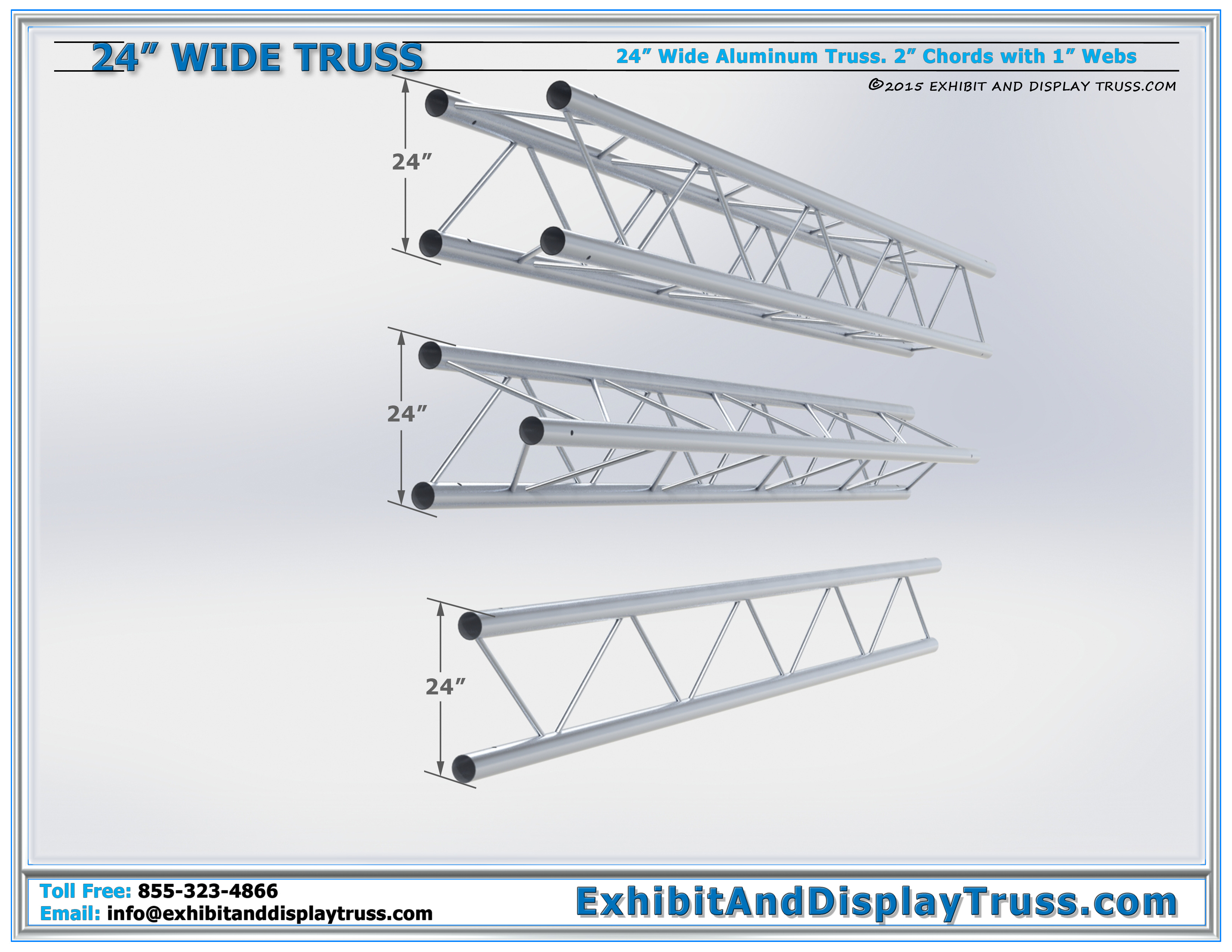 24” Wide Aluminum Truss| Stage Lighting, Touring and Rigging Truss Stocked In: Box / Square, Triangle and Flat / Ladder