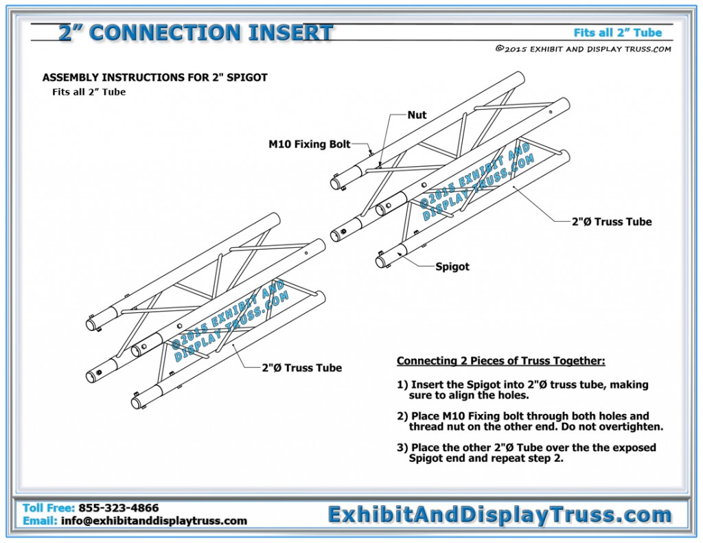 Assembly Instructions for 2" Tube Connection Insert System. Fast and Easy to Assemble. M10 Nylock nuts and bolts